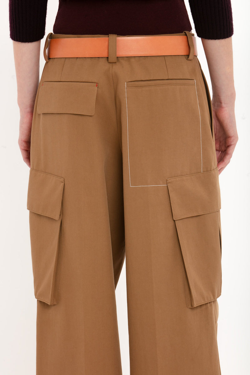 Cotton Wide-Leg Cargo Pants