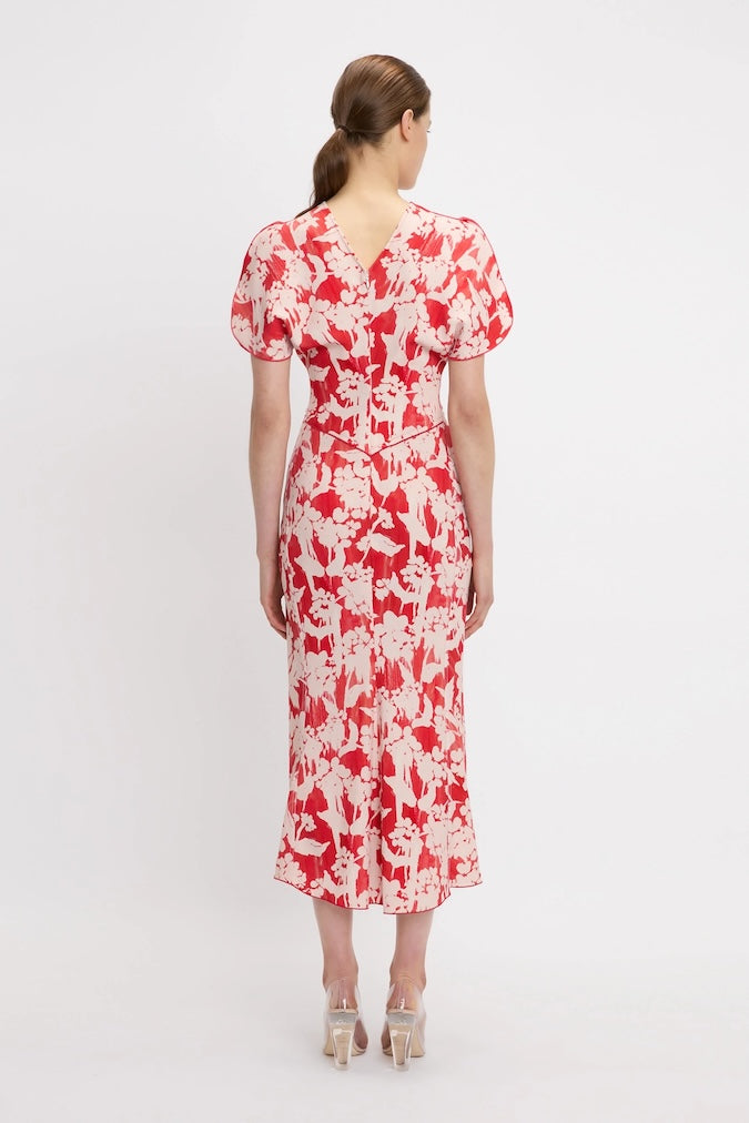 Floral Gathered Waist Midi Dress