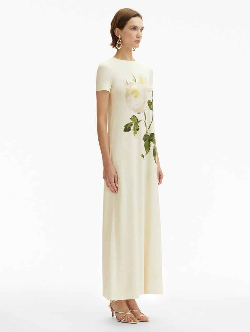 Painted Roses Jersey Maxi Dress