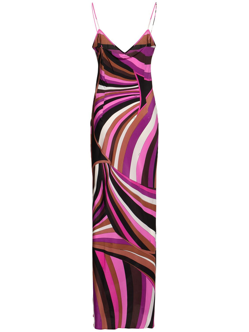 Iride Print Floor-Length Silk Slip Dress