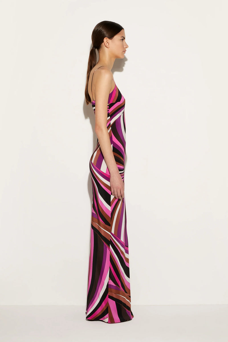 Iride Print Floor-Length Silk Slip Dress