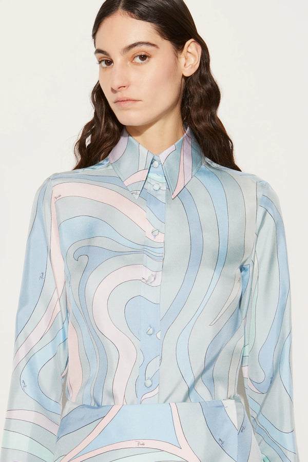 Marmo-Print Silk-Twill Shirt