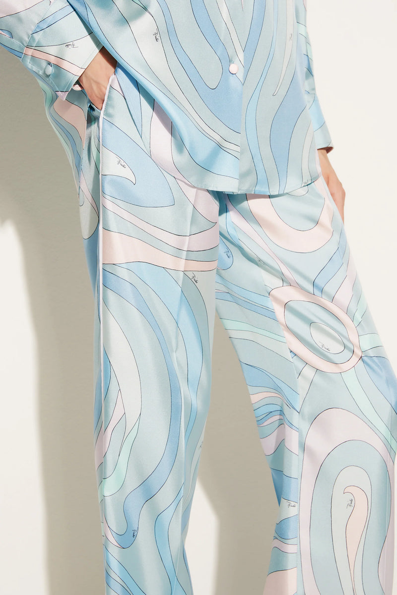 Marmo-Print Silk- Twill Trousers