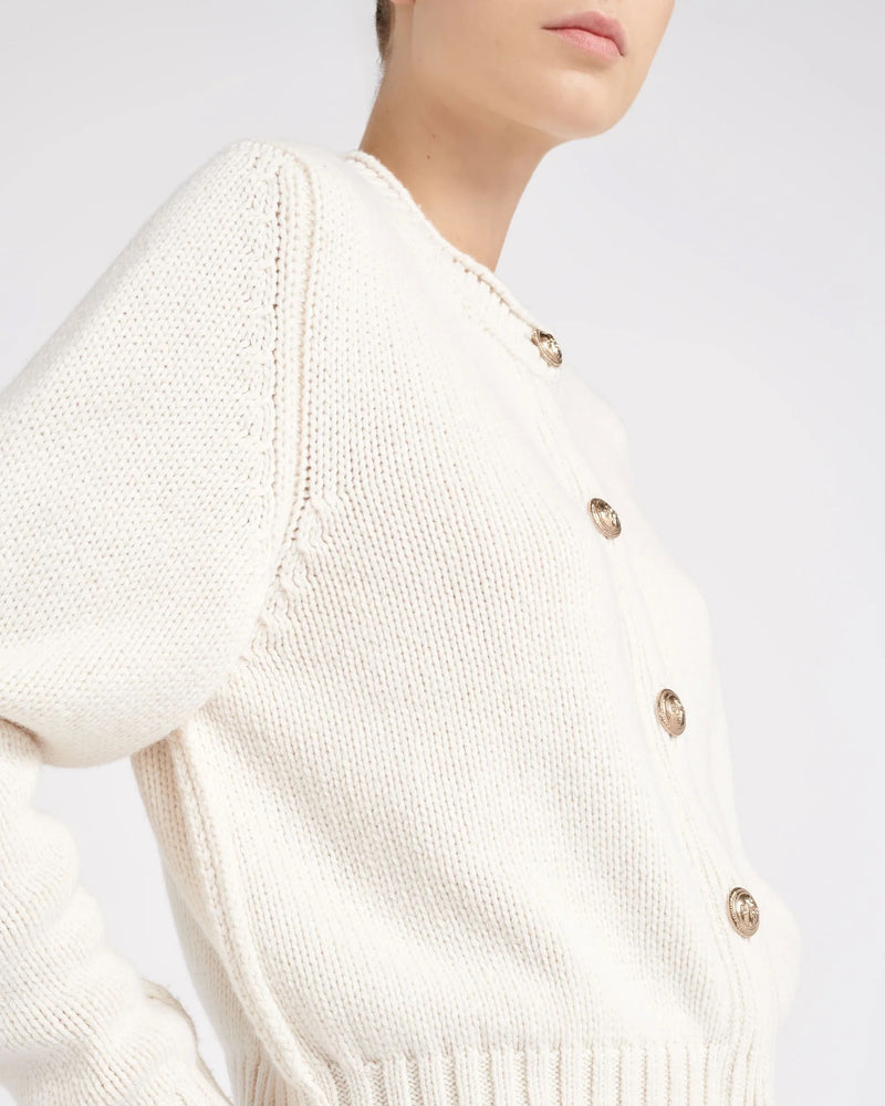 Gold Button Chunky Cashmere Cardigan