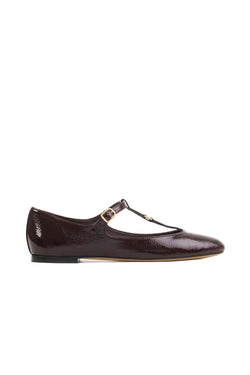 Marcie Crinkled Patent-Leather Ballet Flats