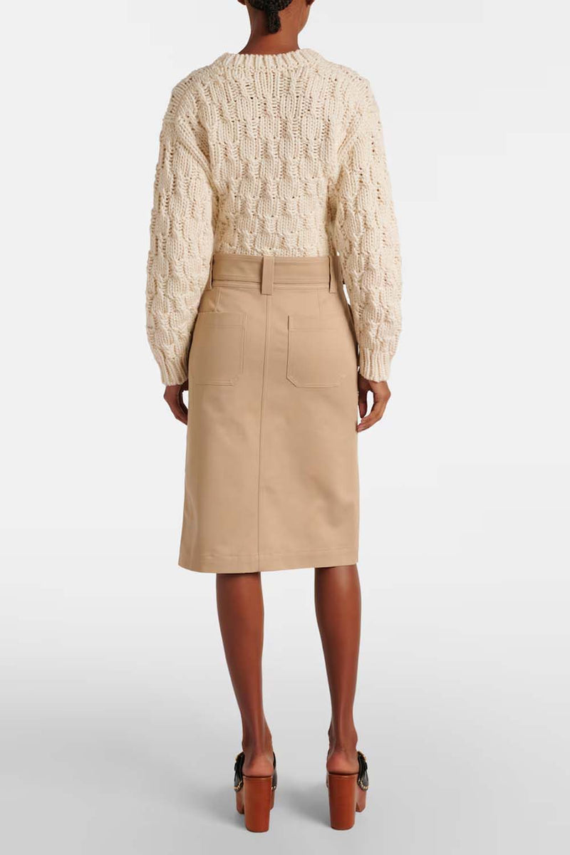 Safari Cotton Gabardine Midi Skirt