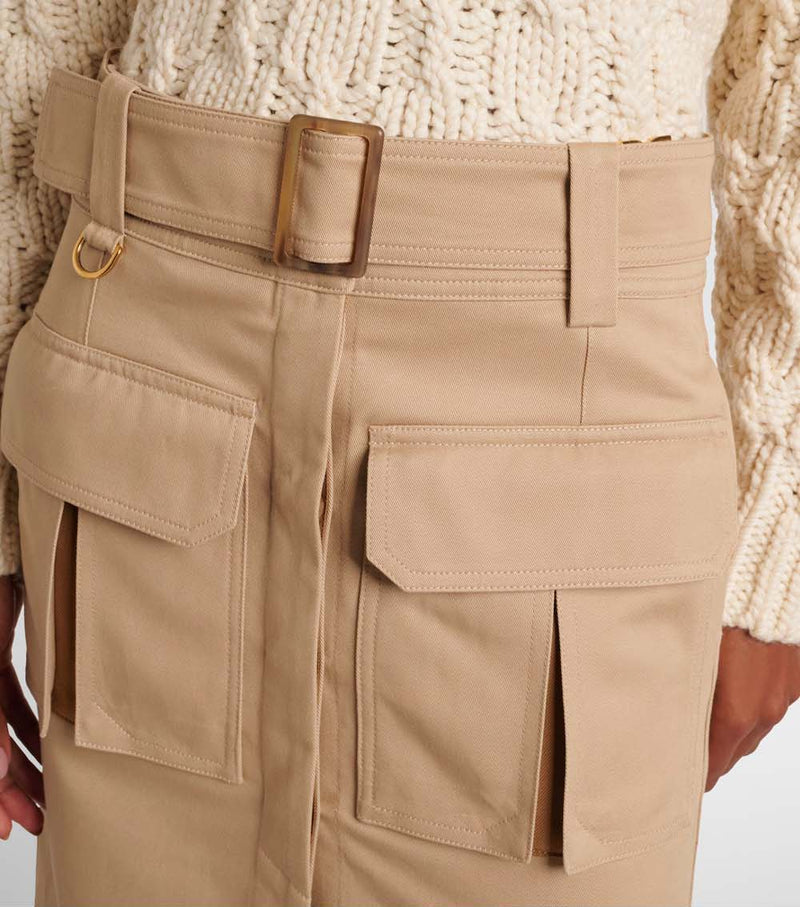 Safari Cotton Gabardine Midi Skirt