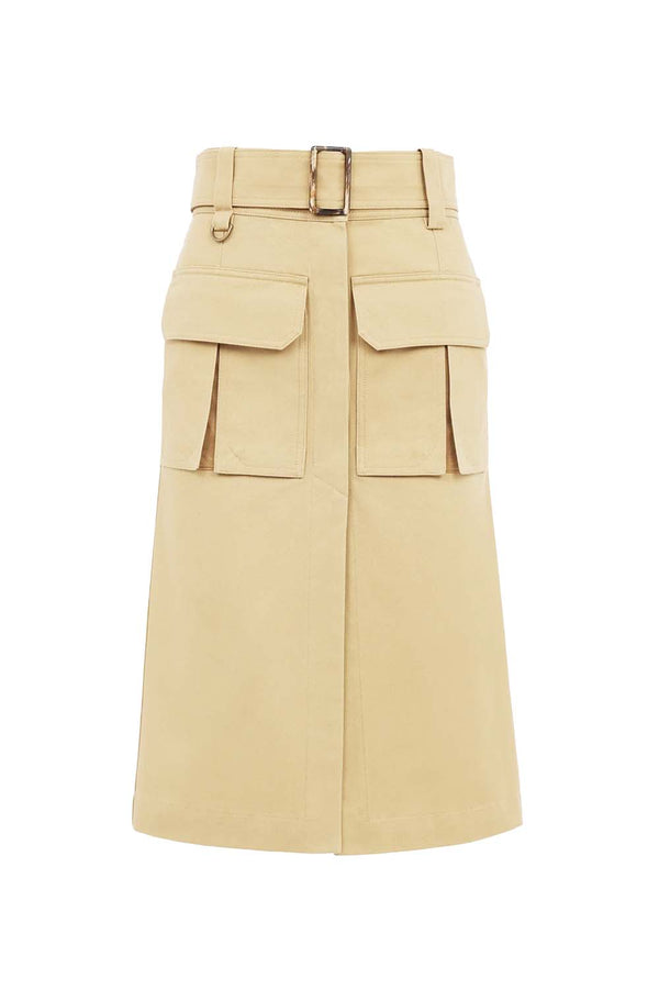 Safari Cotton Gabardine Midi Skirt