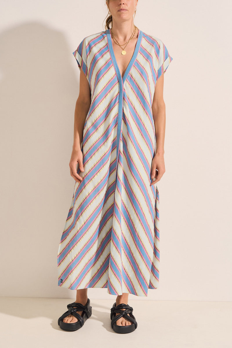 Cythera Lurex Stripe Cotton Caftan