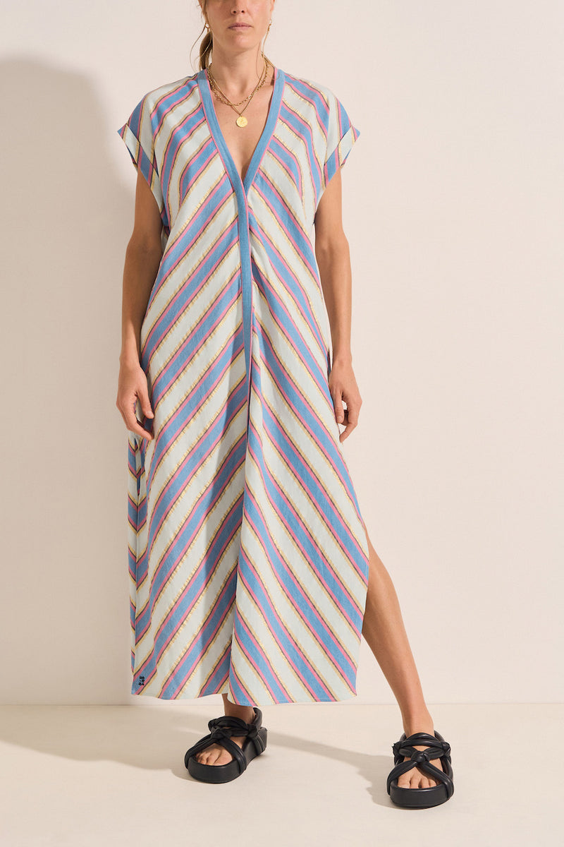 Cythera Lurex Stripe Cotton Caftan