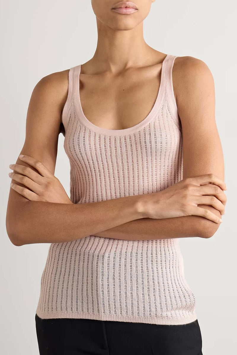 Nevin Pointelle-Knit Cashmere and Silk-Blend Tank