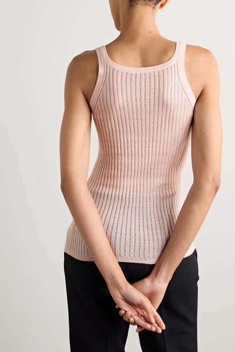 Nevin Pointelle-Knit Cashmere and Silk-Blend Tank