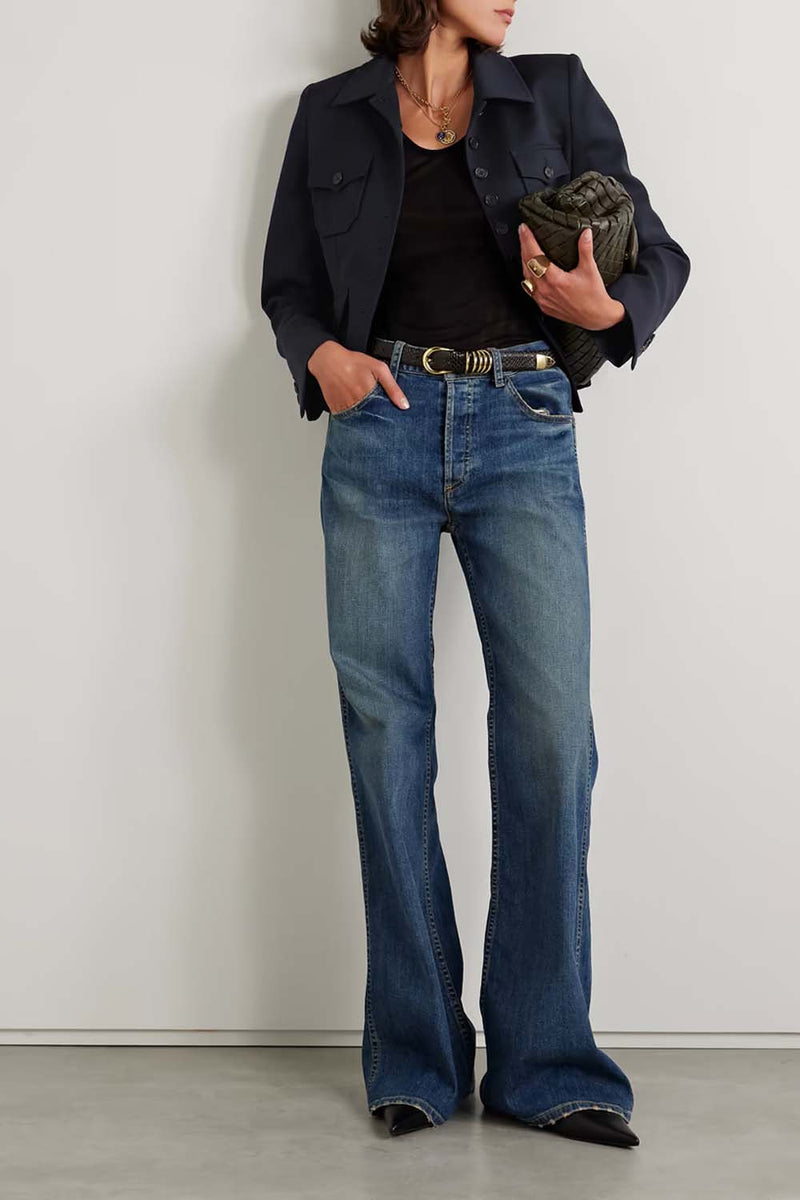 Terrell Frayed High-Rise Straight-Leg Jeans