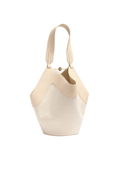 Lotus Small Textured Leather-Trimmed Canvas Tote