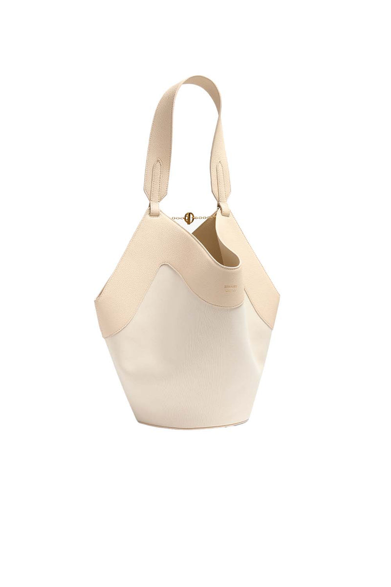 Lotus Small Textured Leather-Trimmed Canvas Tote