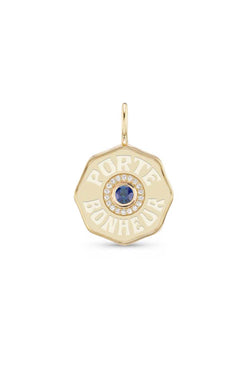 Gold & Diamond Mini Porte Bonheur Blue Sapphire Charm