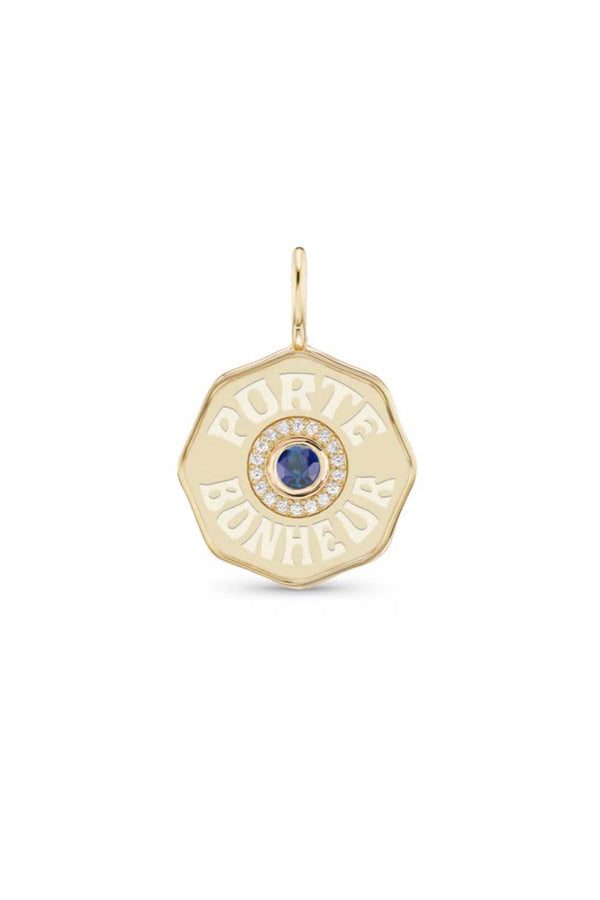 Gold & Diamond Mini Porte Bonheur Blue Sapphire Charm