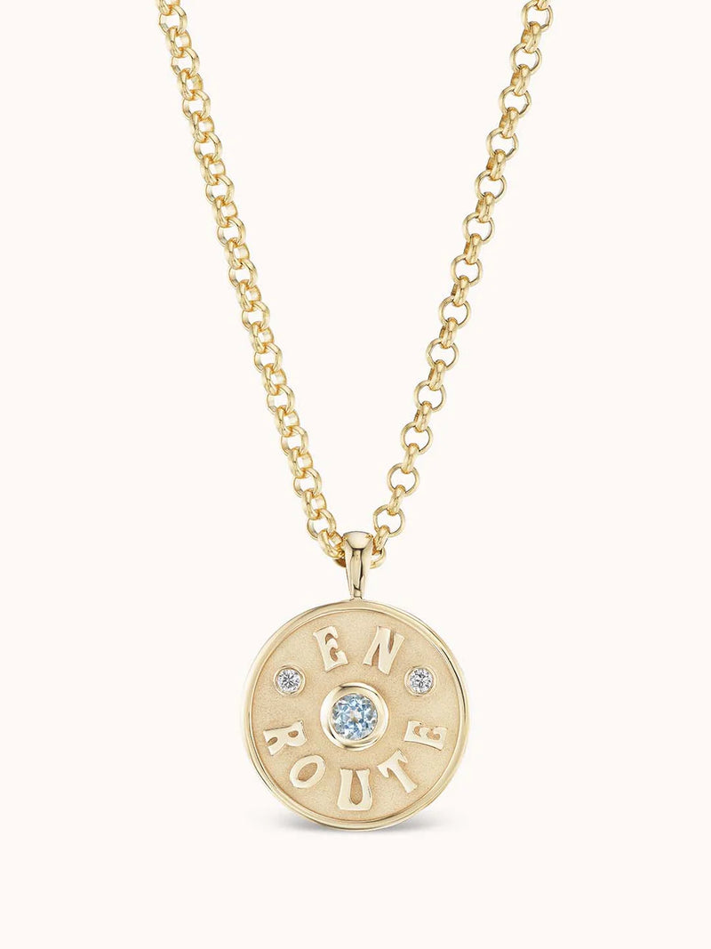 Gold Medium En Route Aquamarine Charm