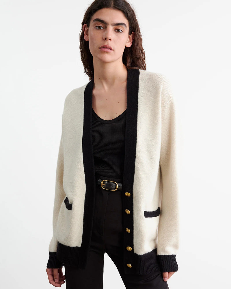 Neshat Oversized Two-Tone Cashmere Cardigan