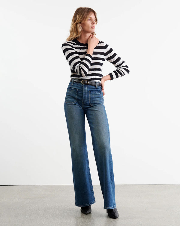 Meir Striped Wool and Silk Knit Top