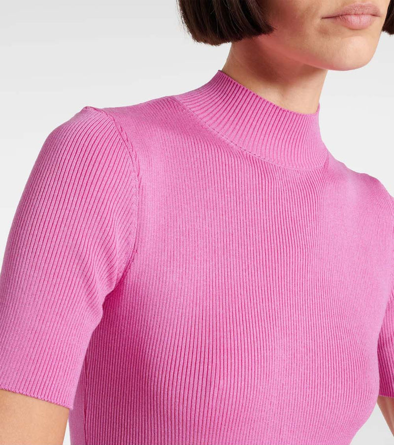 Mock-Neck Ribbed Top