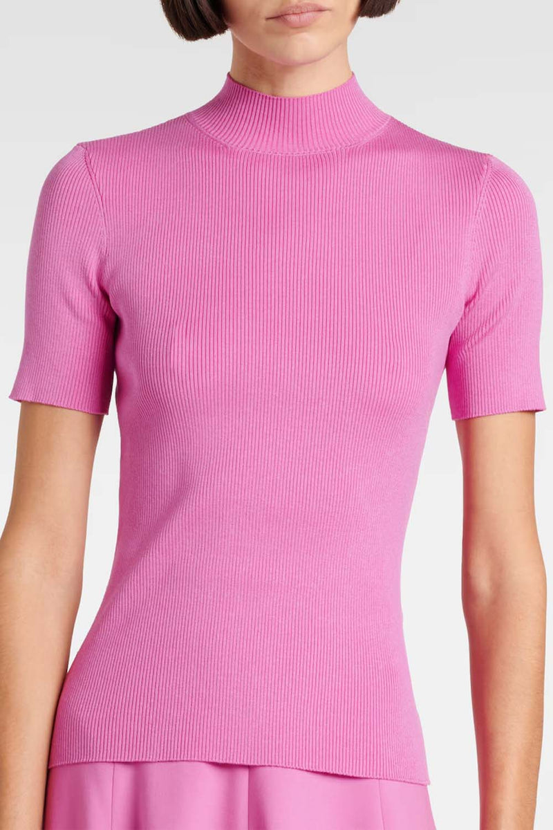 Mock-Neck Ribbed Top