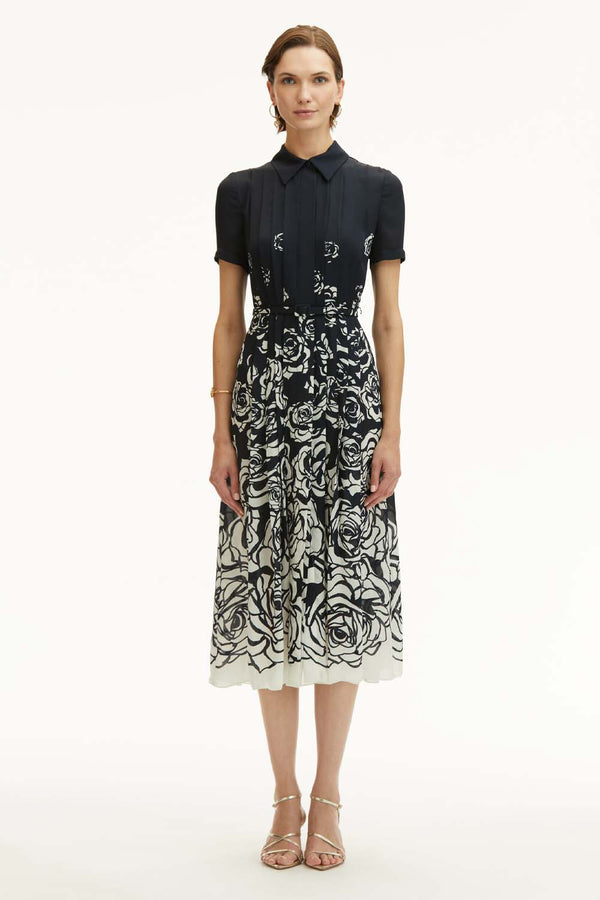 Short Sleeve Abstract Degrade Rose Dress