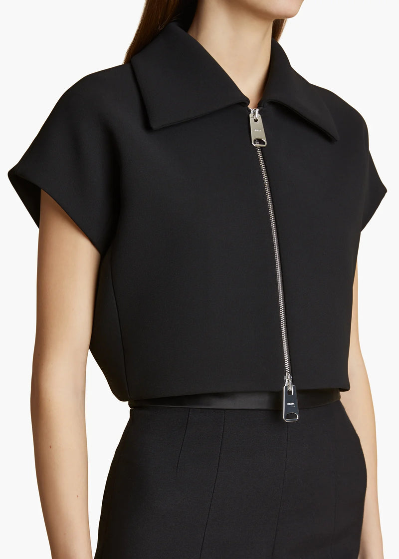 Robin Double Face Crepe Zip Detail Top