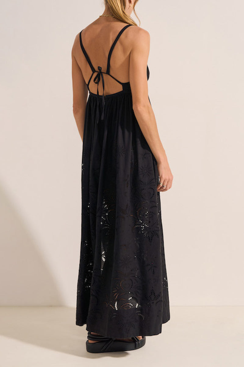 Raven Cotton-Linen Eyelet Embroidered Maxi Dress