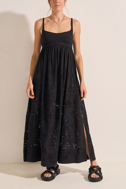 Raven Cotton-Linen Eyelet Embroidered Maxi Dress