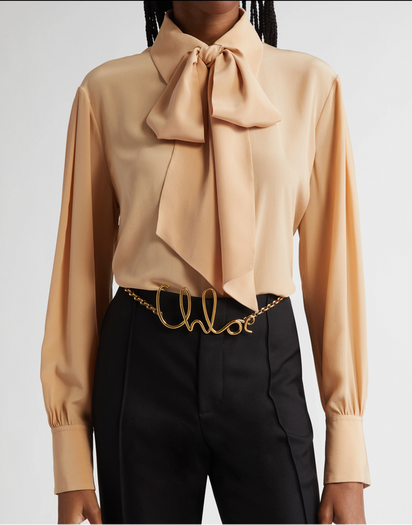 Silk Crêpe de Chine Tie Detail Blouse