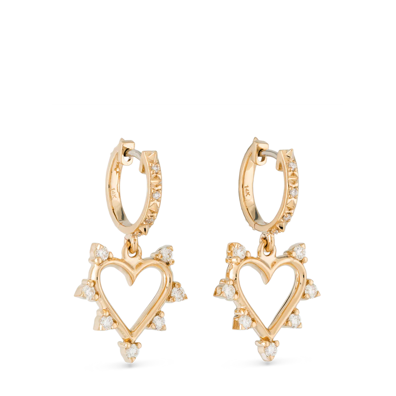 Open Heart Gold & Diamond Earrings