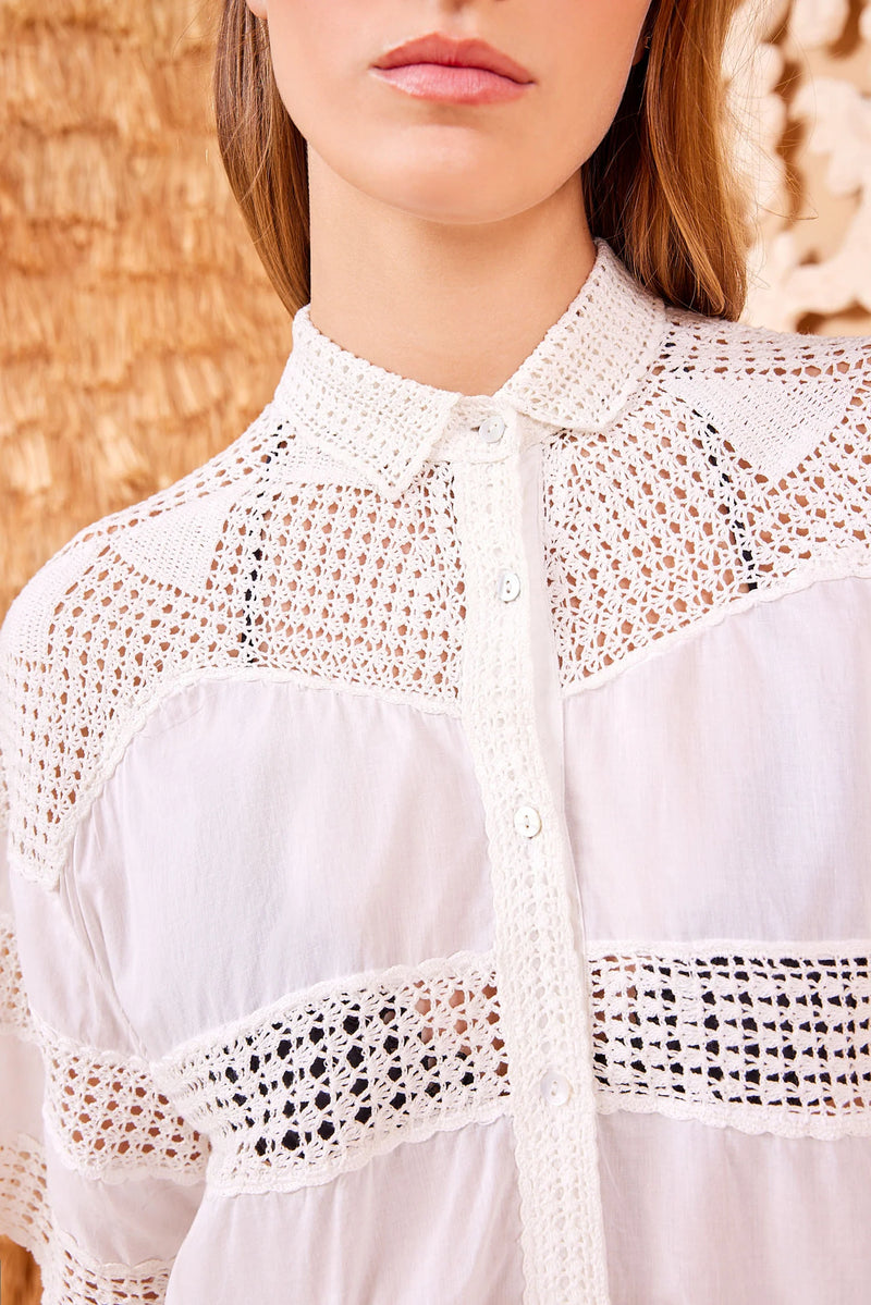 Amal Crochet-Trimmed Cotton Shirt