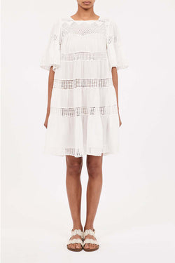 Senna Tiered Crochet-Trimmed Cotton-Voile Mini Dress