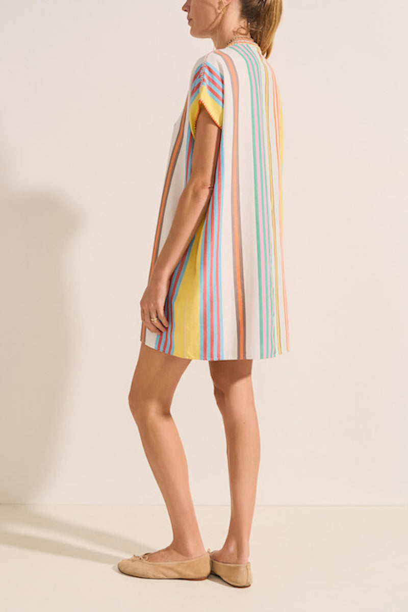 Zelos Short Striped Cotton Caftan