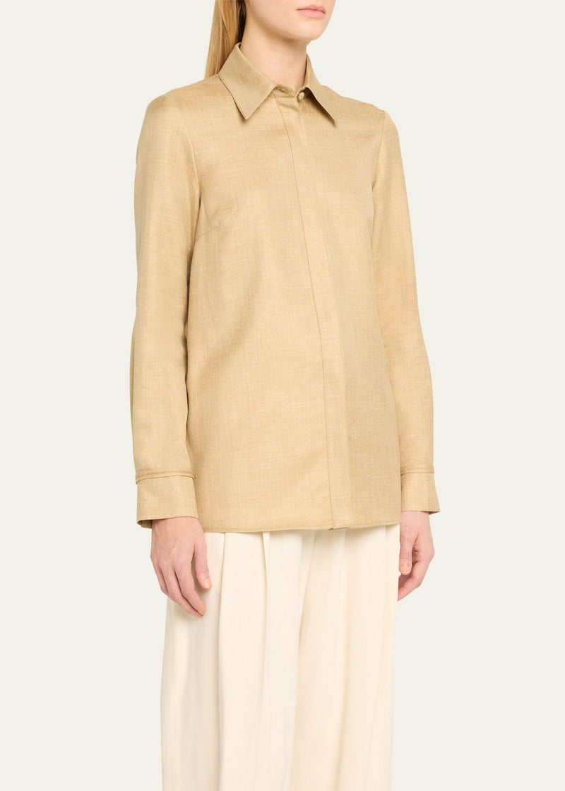 Cruz Virgin Wool and Silk-Linen Shirt