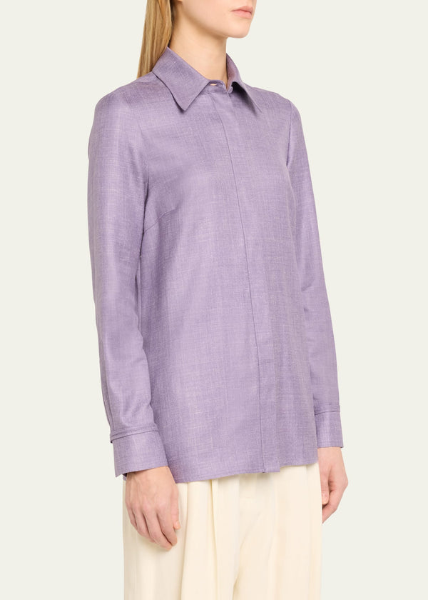 Cruz Virgin Wool and Silk-Linen Shirt