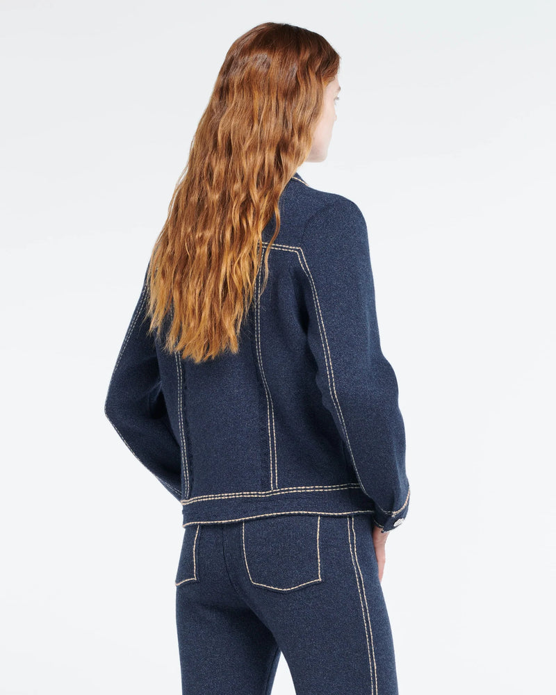 Denim Fitted Cashmere and Cotton Jacket