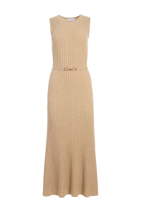 Meier Belted Ribbed Wool and Cashmere-Blend Midi Dress