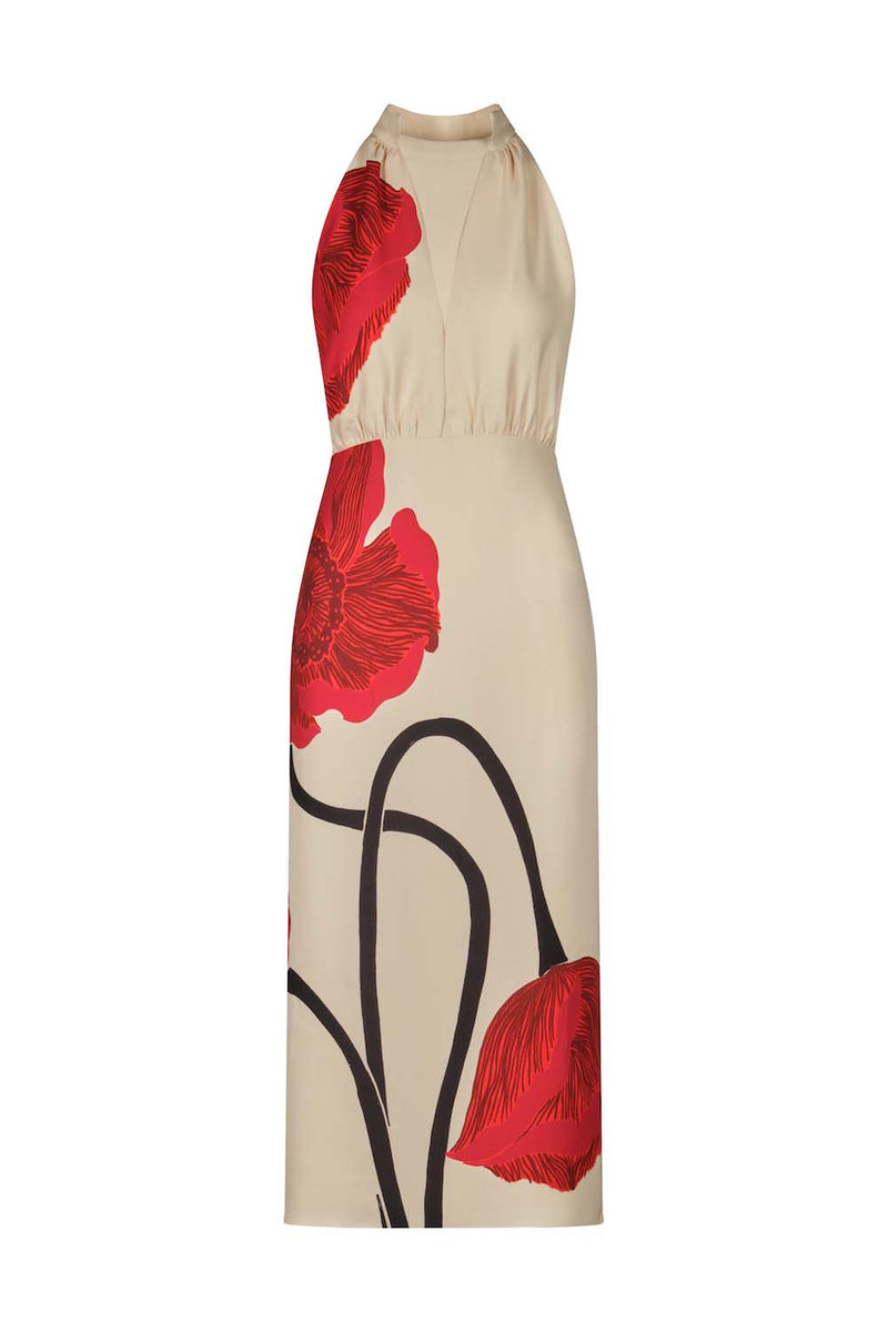 Riad De Versos Floral Silk Midi Dress