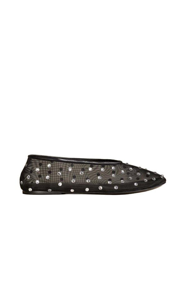 Marcy Crystal-Embellished Mesh Ballet Flats