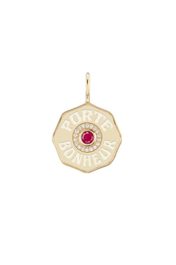 Gold & Diamond Mini Porte Bonheur Ruby Charm