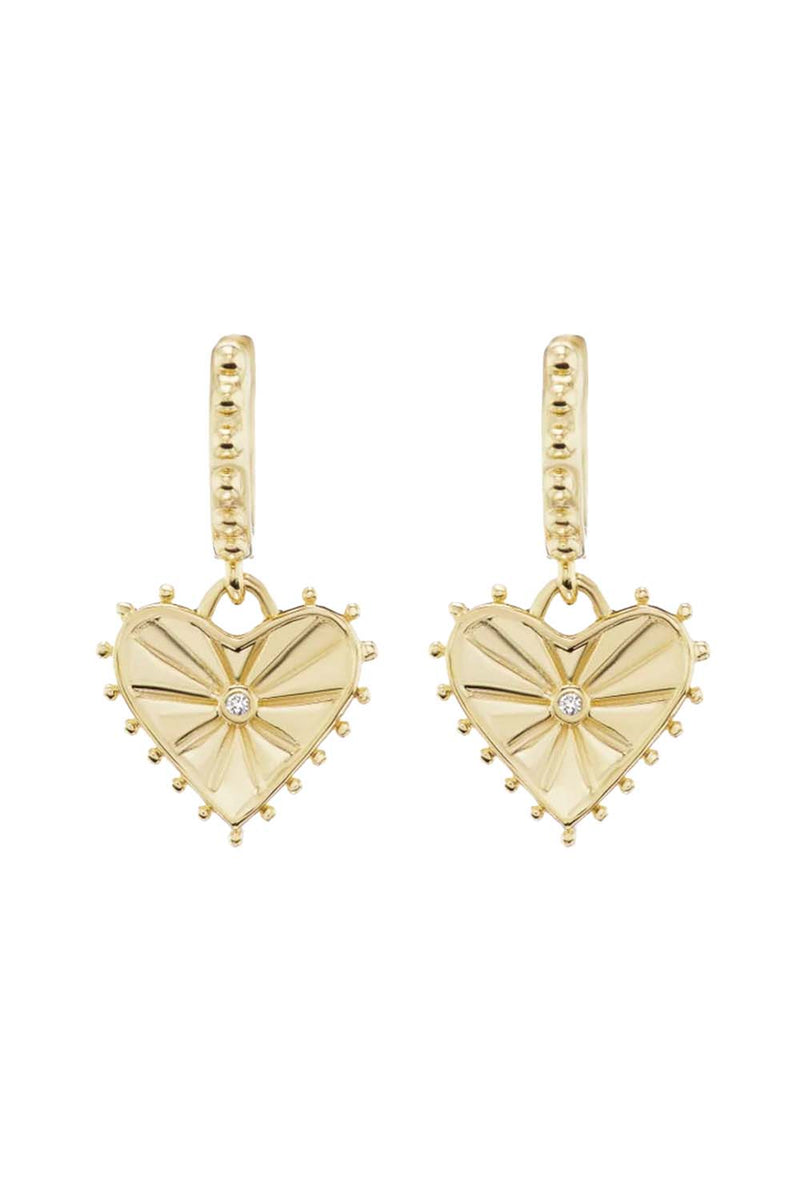 Gold & Diamond Agape Heart Earrings