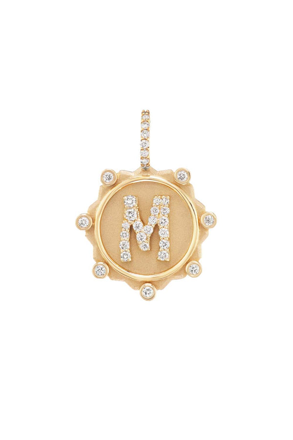 Gold Pave Diomond Alphabet Coin Charm