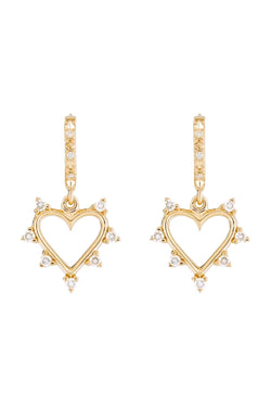 Open Heart Gold & Diamond Earrings