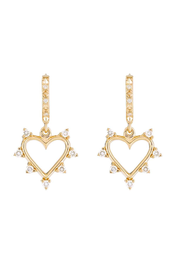 Open Heart Gold & Diamond Earrings