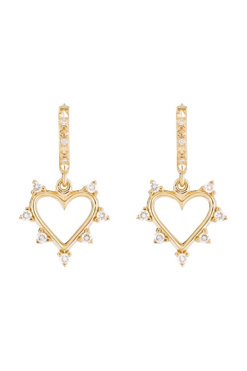 Open Heart Gold & Diamond Earrings