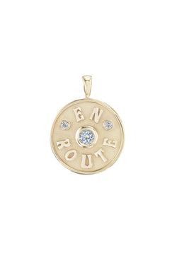 Gold Medium En Route Aquamarine Charm