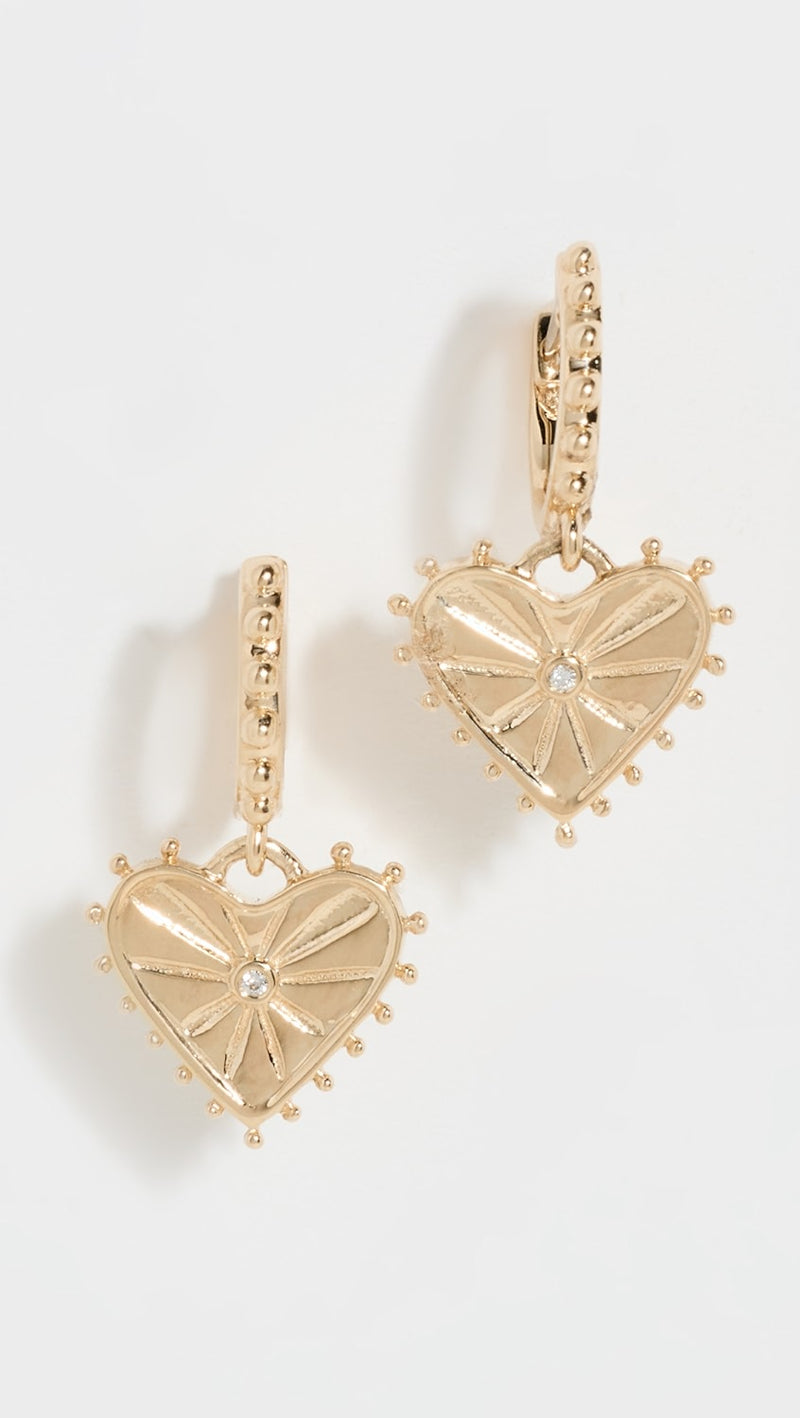 Gold & Diamond Agape Heart Earrings