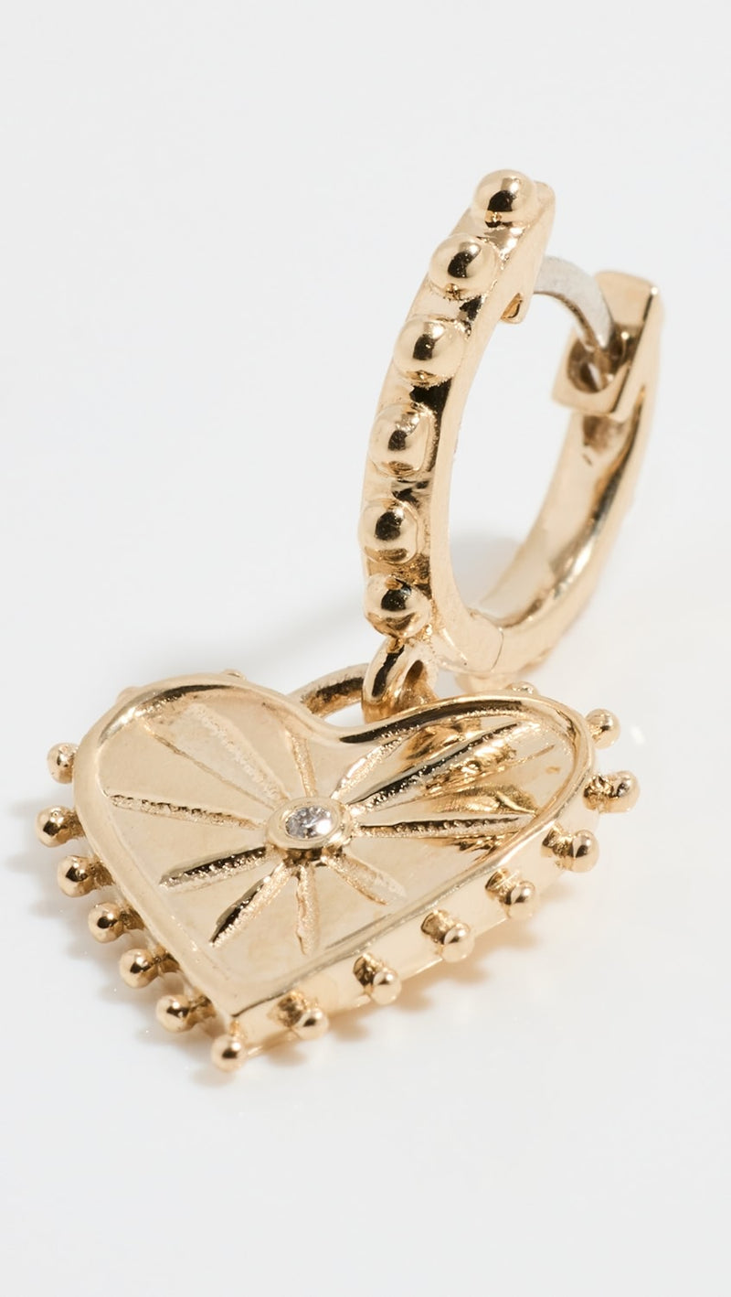 Gold & Diamond Agape Heart Earrings